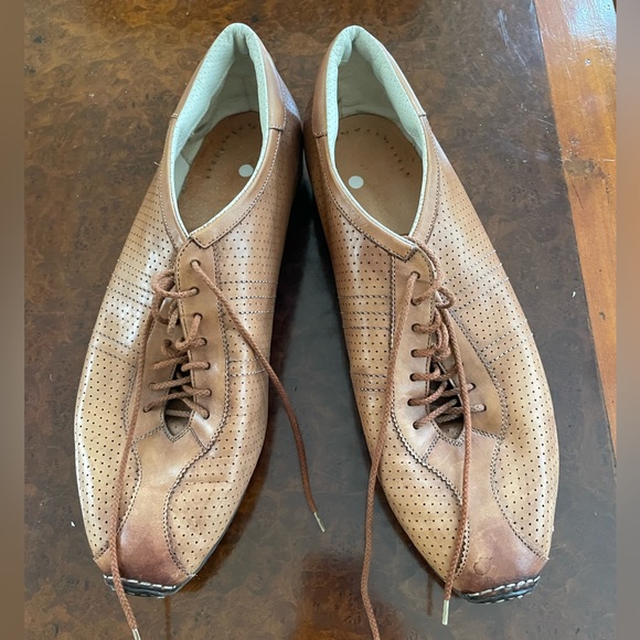 Santoni Made in Italy Perforated Leather Sneakers in Tan Size 13 $695 - Picture 1 of 8